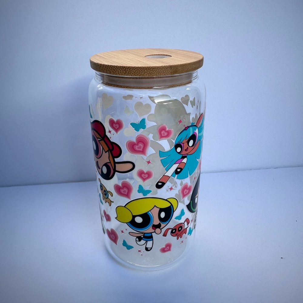 Powerpuff Girls Glass Jar with Bamboo Lid